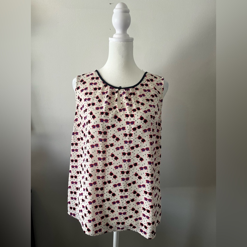 Talbots Sleeveless Blouse with Sunglasses Print